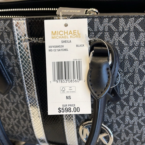Michael Kors Sheila Medium Signature Logo and Metallic Satchel Crossbody CZ NWT - Picture 13 of 16